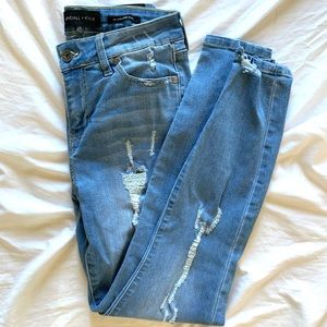 Kendall & Kylie high waisted distressed skinnies